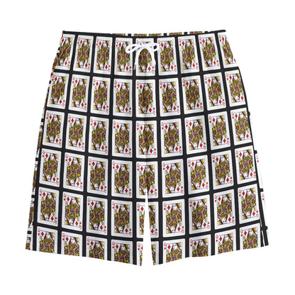 Queen Of Diamonds Pattern Print Cotton Shorts