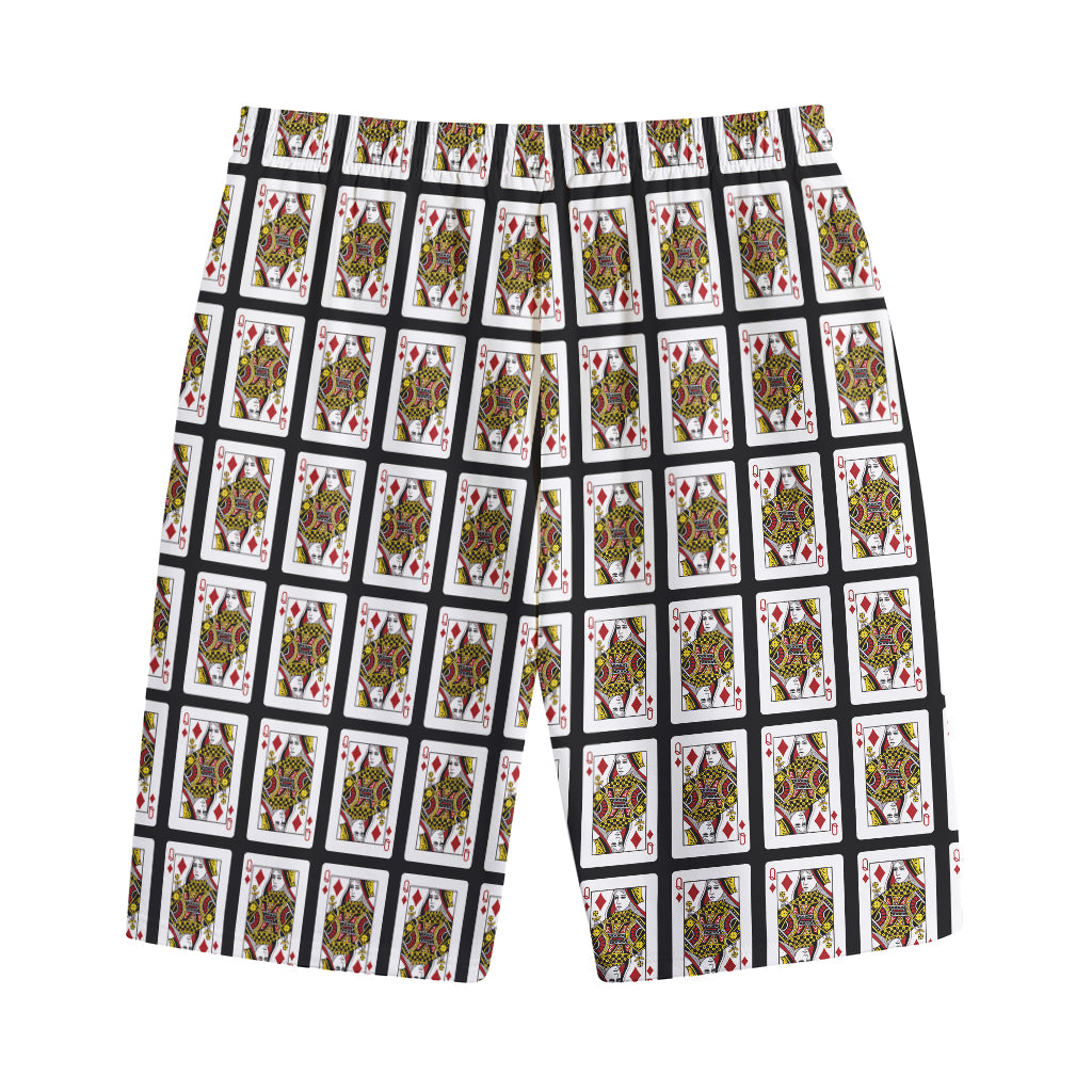 Queen Of Diamonds Pattern Print Cotton Shorts
