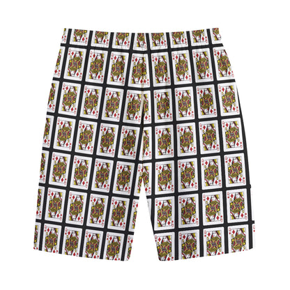 Queen Of Diamonds Pattern Print Cotton Shorts