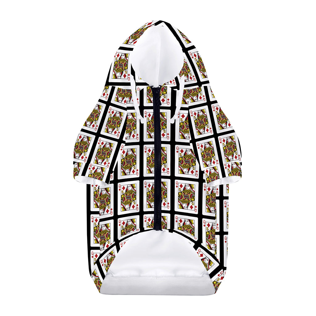 Queen Of Diamonds Pattern Print Dog Zip Up Hoodie