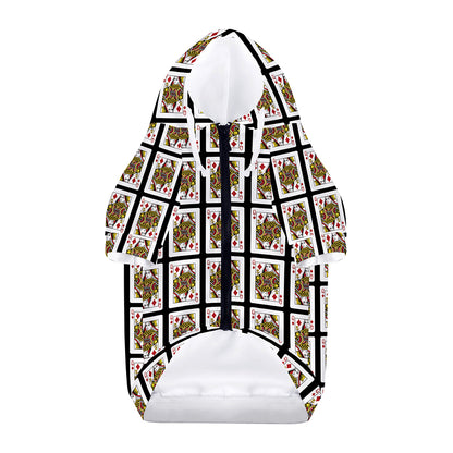 Queen Of Diamonds Pattern Print Dog Zip Up Hoodie