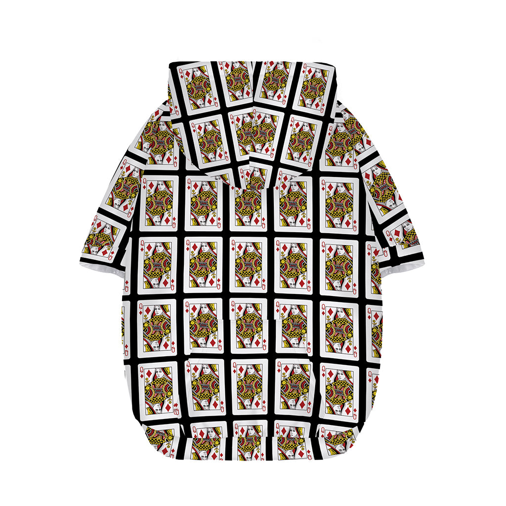 Queen Of Diamonds Pattern Print Dog Zip Up Hoodie