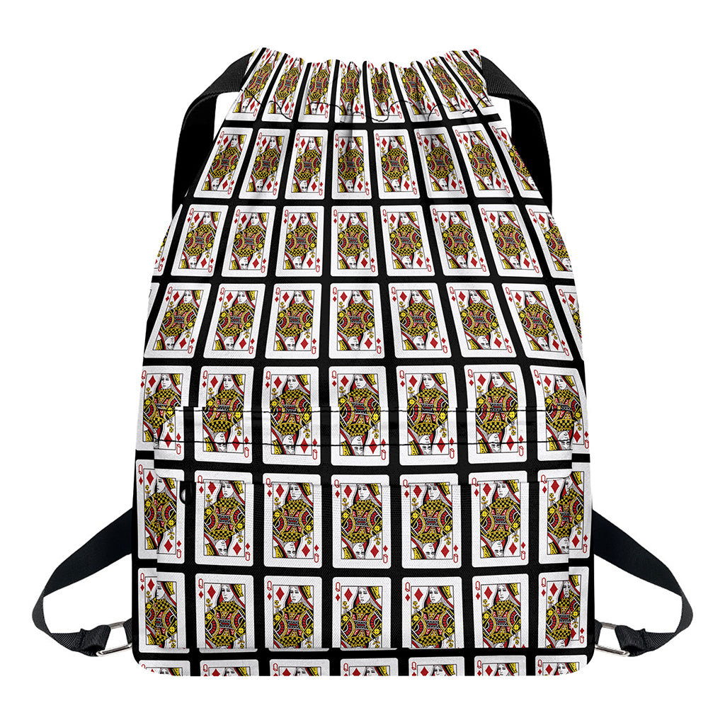 Queen Of Diamonds Pattern Print Drawstring Backpack
