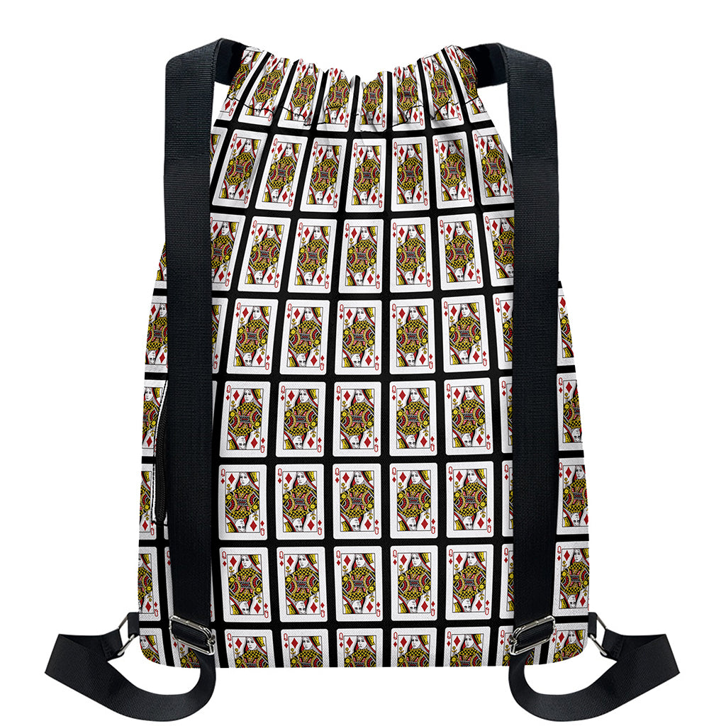 Queen Of Diamonds Pattern Print Drawstring Backpack