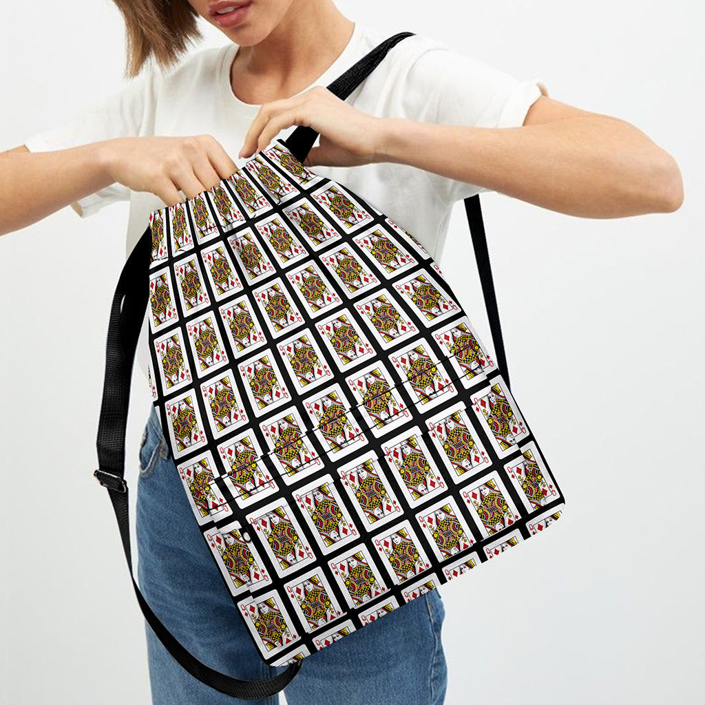 Queen Of Diamonds Pattern Print Drawstring Backpack