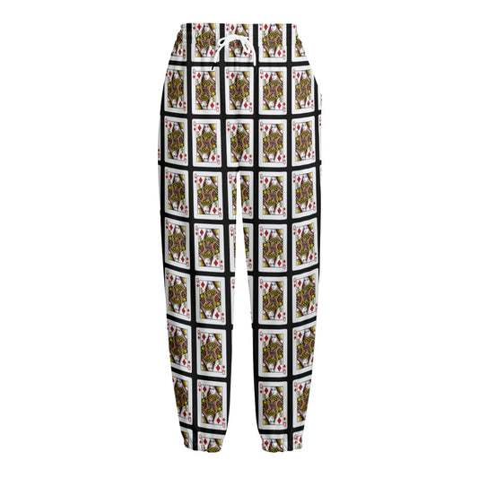 Queen Of Diamonds Pattern Print Fleece Lined Knit Pants