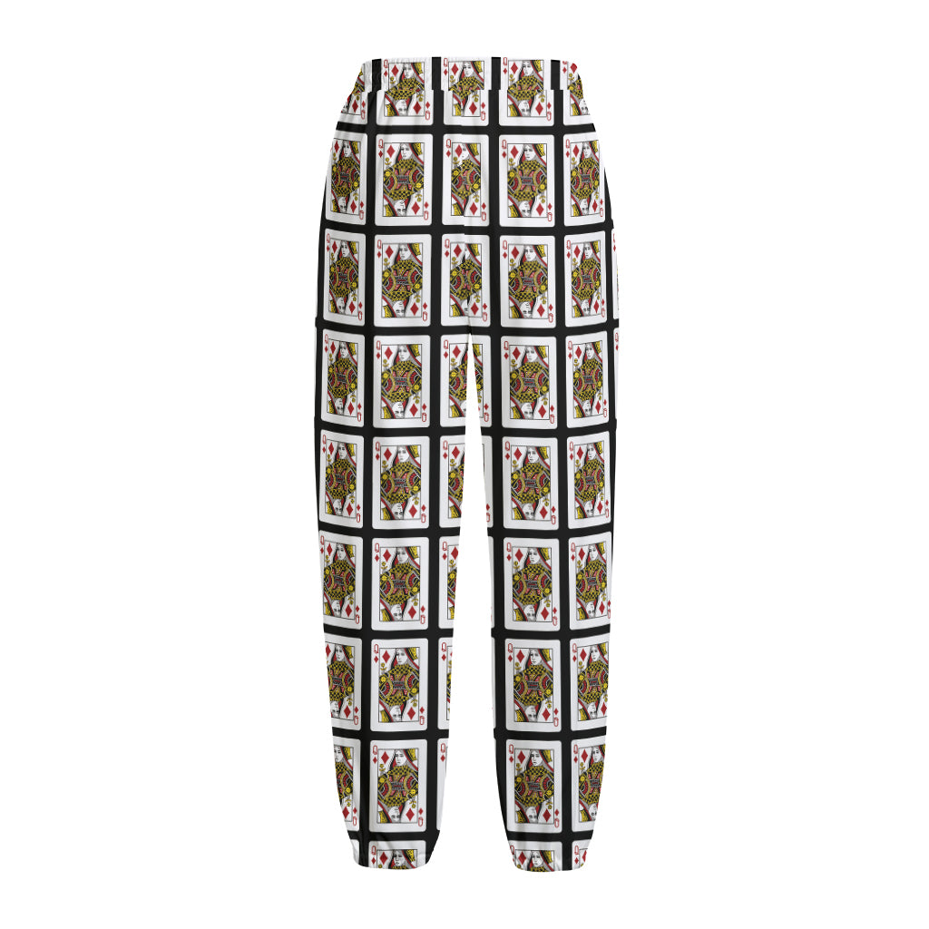 Queen Of Diamonds Pattern Print Fleece Lined Knit Pants