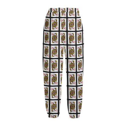 Queen Of Diamonds Pattern Print Fleece Lined Knit Pants
