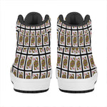 Queen Of Diamonds Pattern Print High Top Leather Sneakers