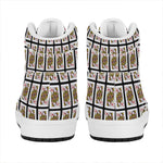 Queen Of Diamonds Pattern Print High Top Leather Sneakers
