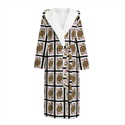 Queen Of Diamonds Pattern Print Hooded Bathrobe