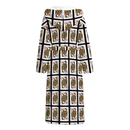 Queen Of Diamonds Pattern Print Hooded Bathrobe