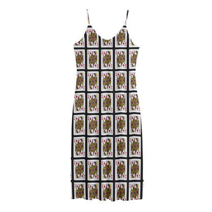 Queen Of Diamonds Pattern Print Jersey Midi Cami Dress