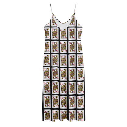 Queen Of Diamonds Pattern Print Jersey Midi Cami Dress