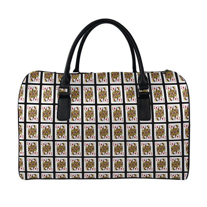 Queen Of Diamonds Pattern Print Leather Duffle Bag