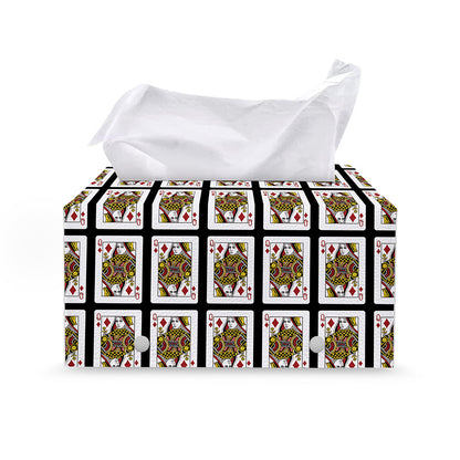 Queen Of Diamonds Pattern Print Leather Tissue Box Cover