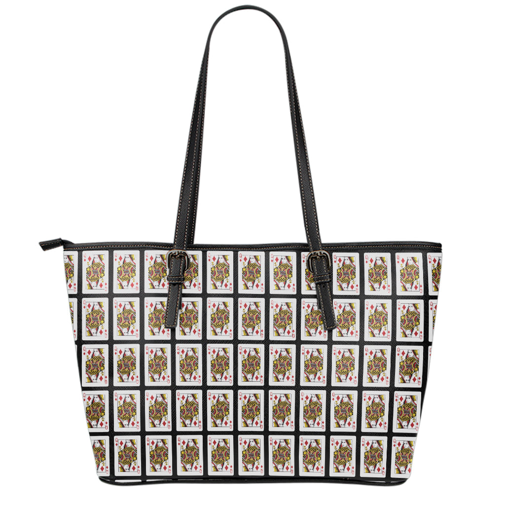 Queen Of Diamonds Pattern Print Leather Tote Bag