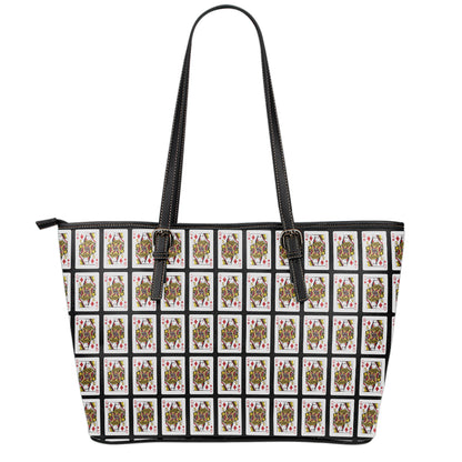 Queen Of Diamonds Pattern Print Leather Tote Bag