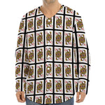 Queen Of Diamonds Pattern Print Long Sleeve Baseball Jersey