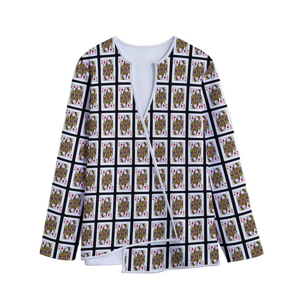 Queen Of Diamonds Pattern Print Long Sleeve Short Coat