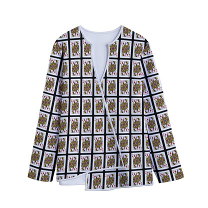 Queen Of Diamonds Pattern Print Long Sleeve Short Coat