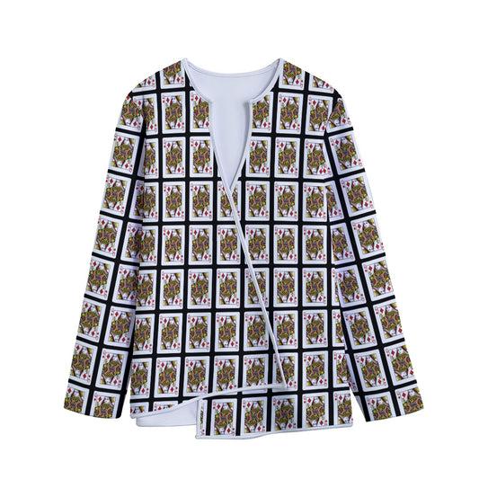 Queen Of Diamonds Pattern Print Long Sleeve Short Coat
