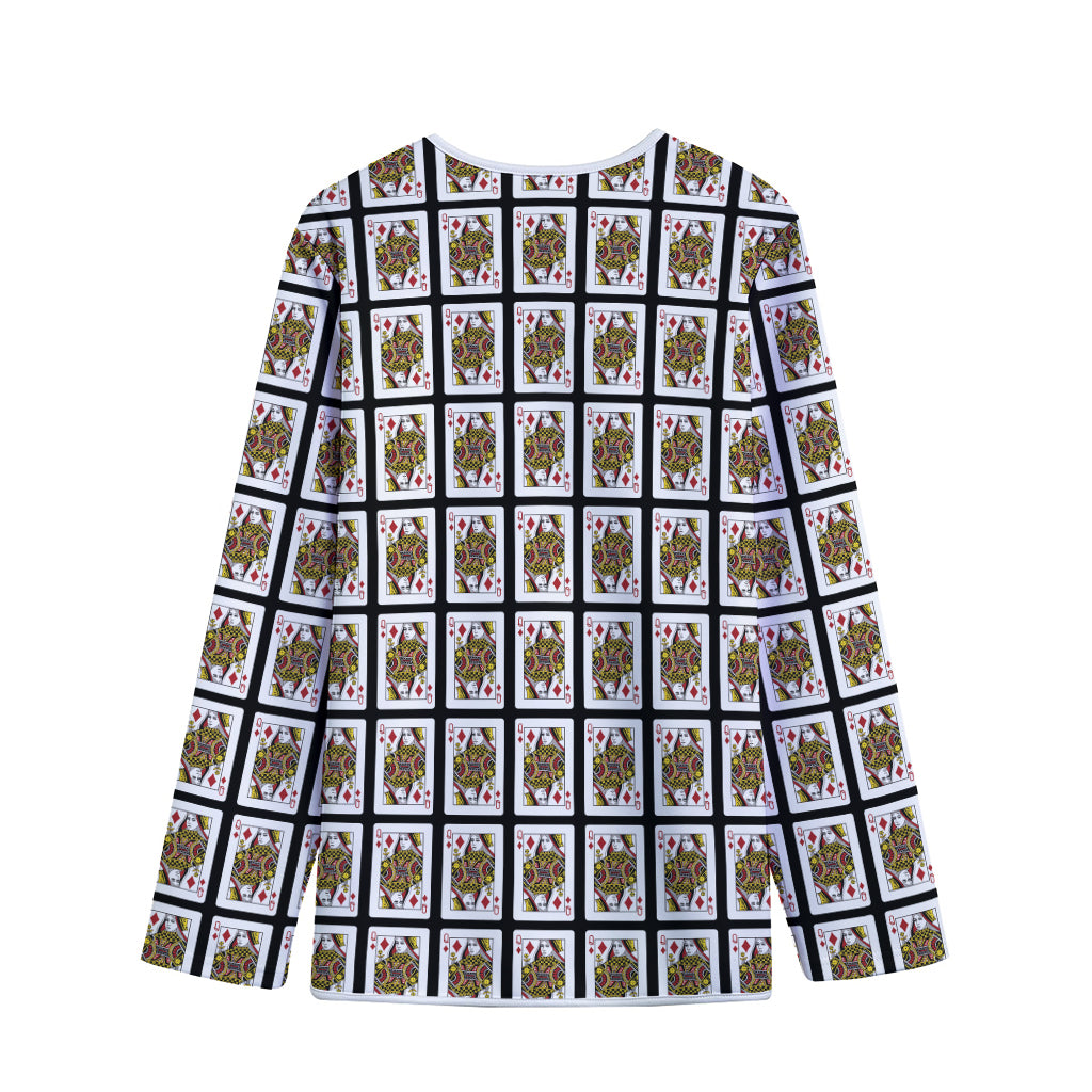 Queen Of Diamonds Pattern Print Long Sleeve Short Coat