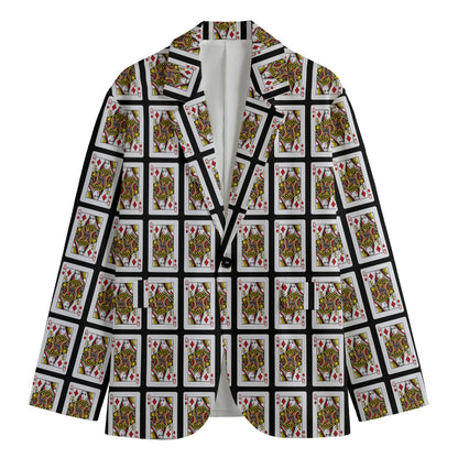 Queen Of Diamonds Pattern Print Men's Cotton Blazer