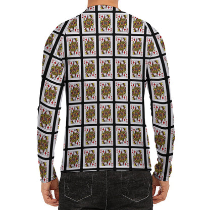 Queen Of Diamonds Pattern Print Men's Long Sleeve Rash Guard