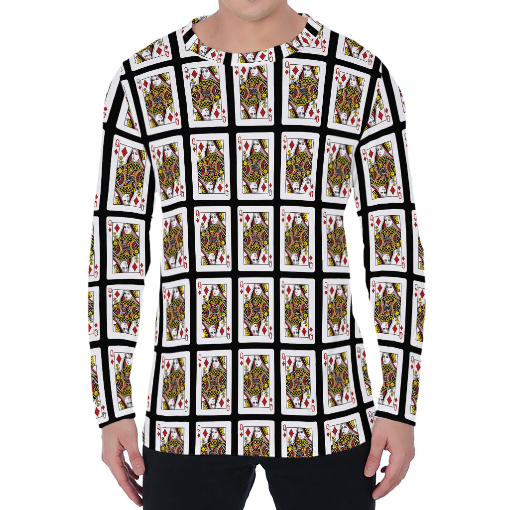 Queen Of Diamonds Pattern Print Men's Long Sleeve T-Shirt