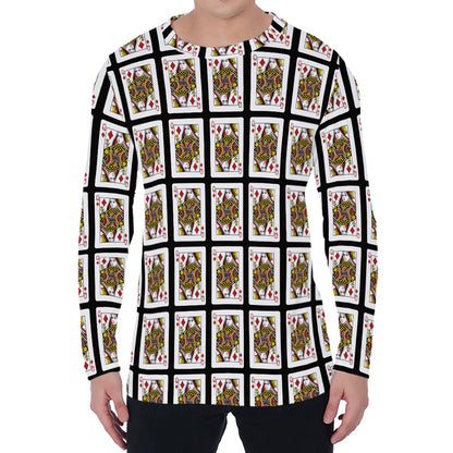 Queen Of Diamonds Pattern Print Men's Long Sleeve T-Shirt