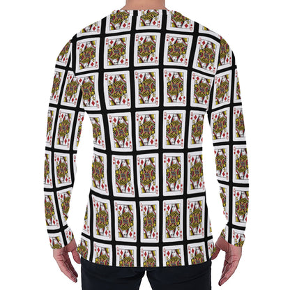 Queen Of Diamonds Pattern Print Men's Long Sleeve T-Shirt