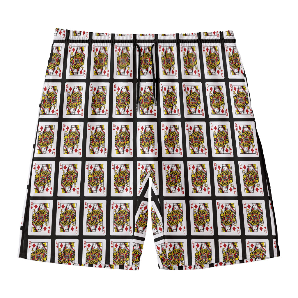 Queen Of Diamonds Pattern Print Men's Swim Trunks