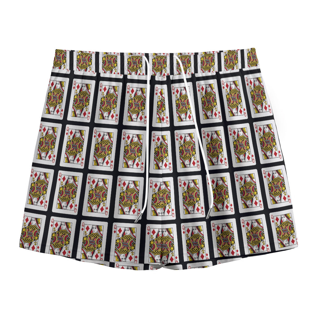 Queen Of Diamonds Pattern Print Mesh Shorts