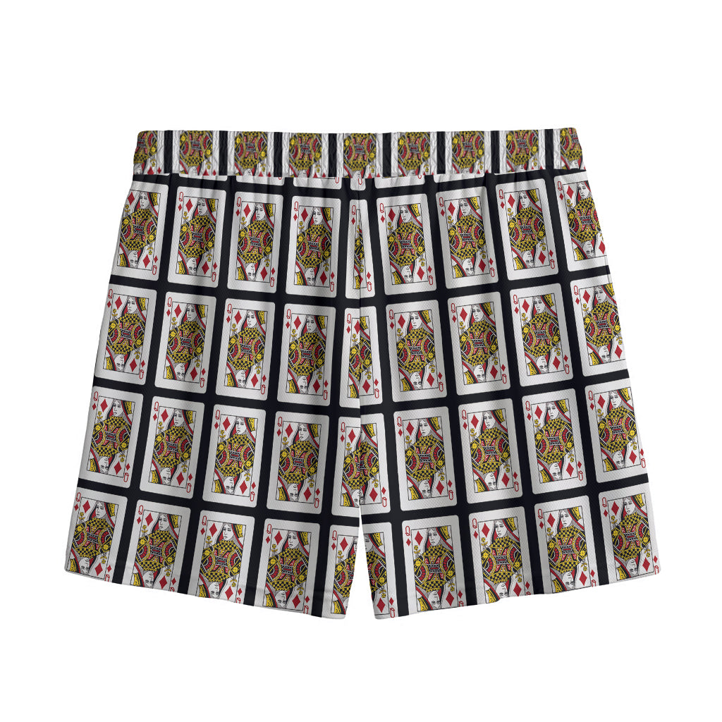 Queen Of Diamonds Pattern Print Mesh Shorts