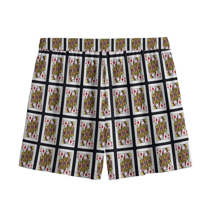 Queen Of Diamonds Pattern Print Mesh Shorts