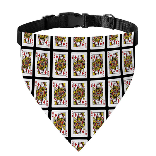 Queen Of Diamonds Pattern Print Over The Collar Dog Bandana