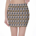 Queen Of Diamonds Pattern Print Pencil Mini Skirt