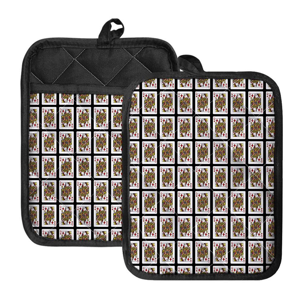 Queen Of Diamonds Pattern Print Pot Holders With Pocket