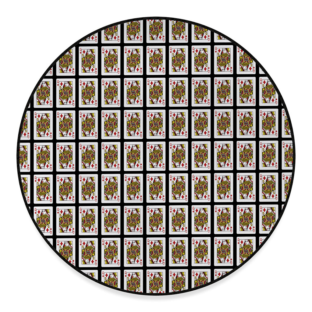 Queen Of Diamonds Pattern Print Round Floor Mat