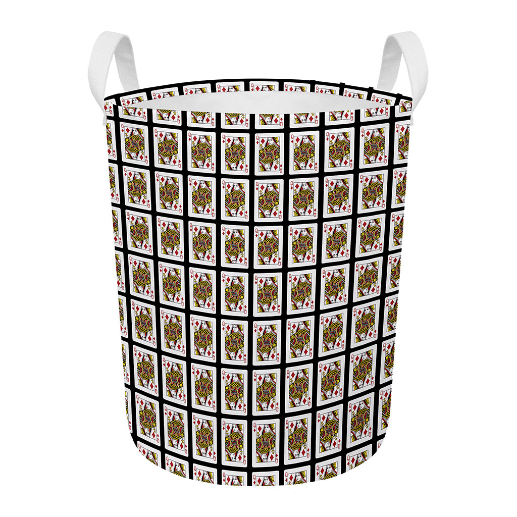 Queen Of Diamonds Pattern Print Round Laundry Basket
