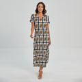 Queen Of Diamonds Pattern Print Short Sleeve Maxi Dress