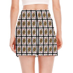 Queen Of Diamonds Pattern Print Side Slit Mini Skirt
