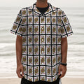 Queen Of Diamonds Pattern Print Textured Short Sleeve Shirt