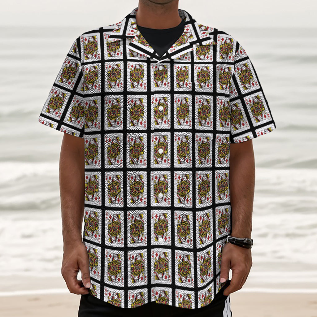 Queen Of Diamonds Pattern Print Textured Short Sleeve Shirt