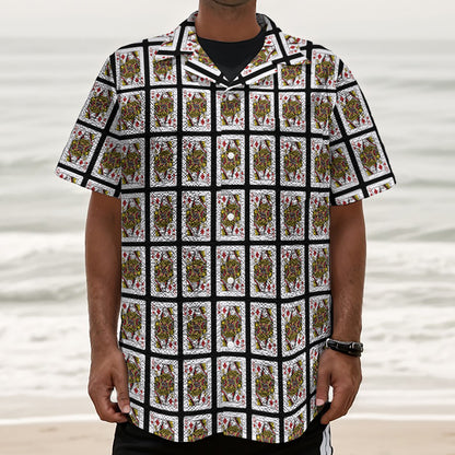 Queen Of Diamonds Pattern Print Textured Short Sleeve Shirt