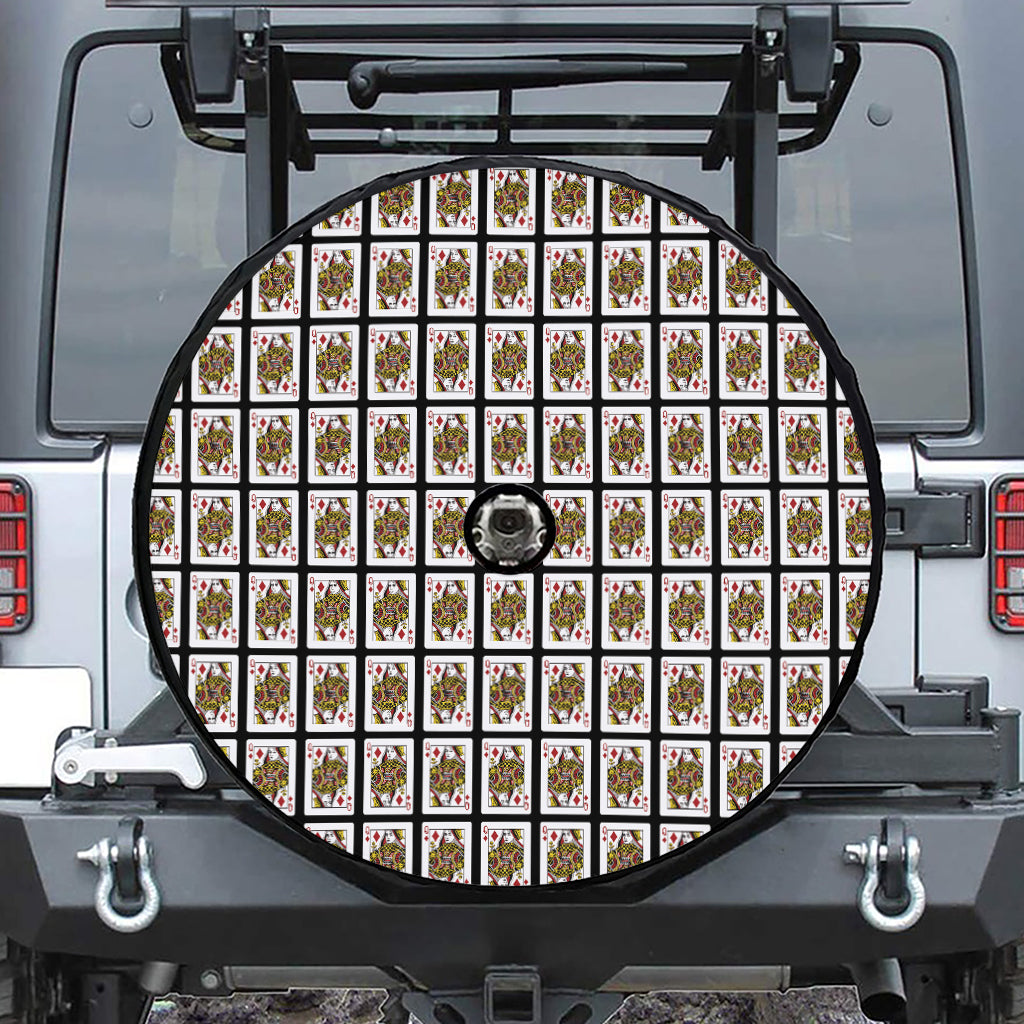 Queen Of Diamonds Pattern Print Tire Cover With Camera Hole