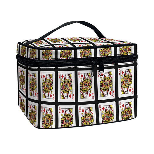 Queen Of Diamonds Pattern Print Travel Makeup Bag
