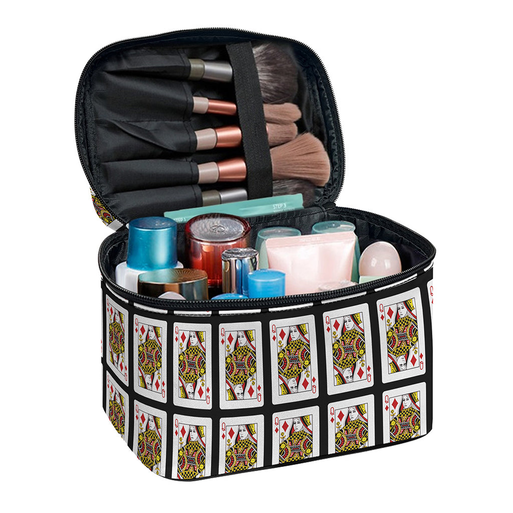 Queen Of Diamonds Pattern Print Travel Makeup Bag