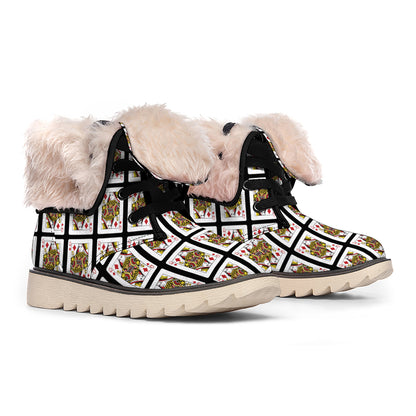 Queen Of Diamonds Pattern Print Winter Boots